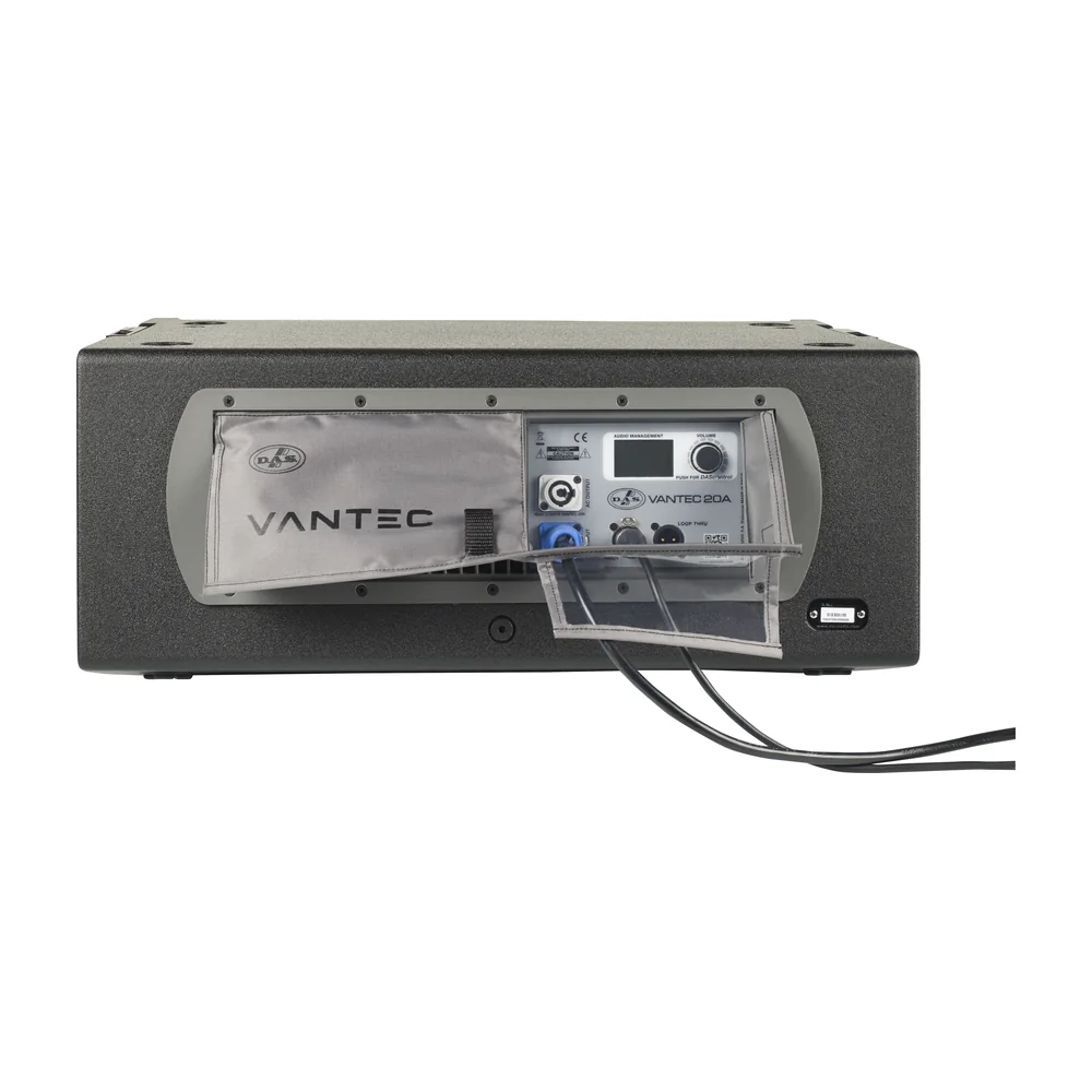 Panel trasero de conexiones y amplificación del line array DAS Vantec