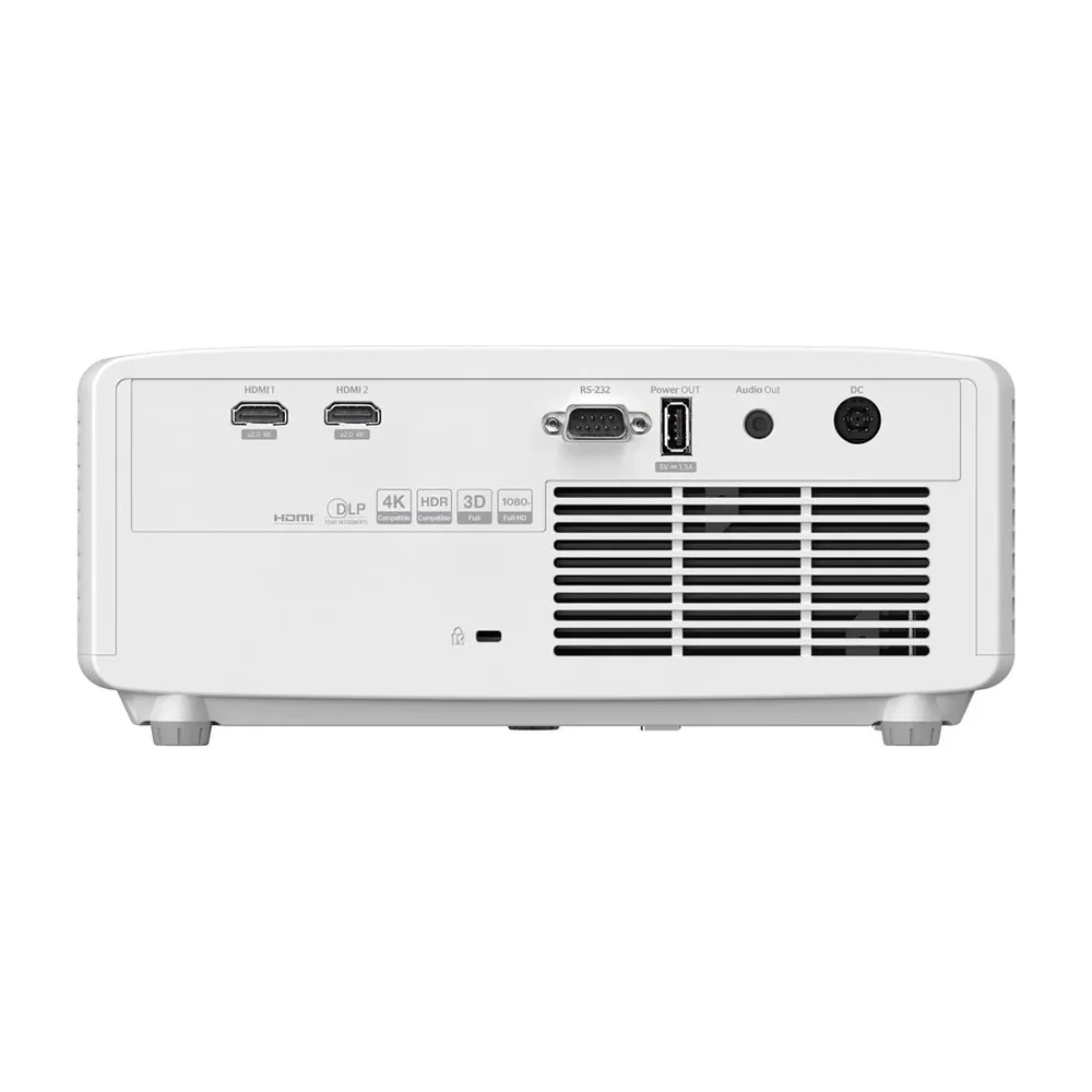 Panel de conexiones trasero del proyector laser Optoma HZ40HDR: HDMI, VGA y audio