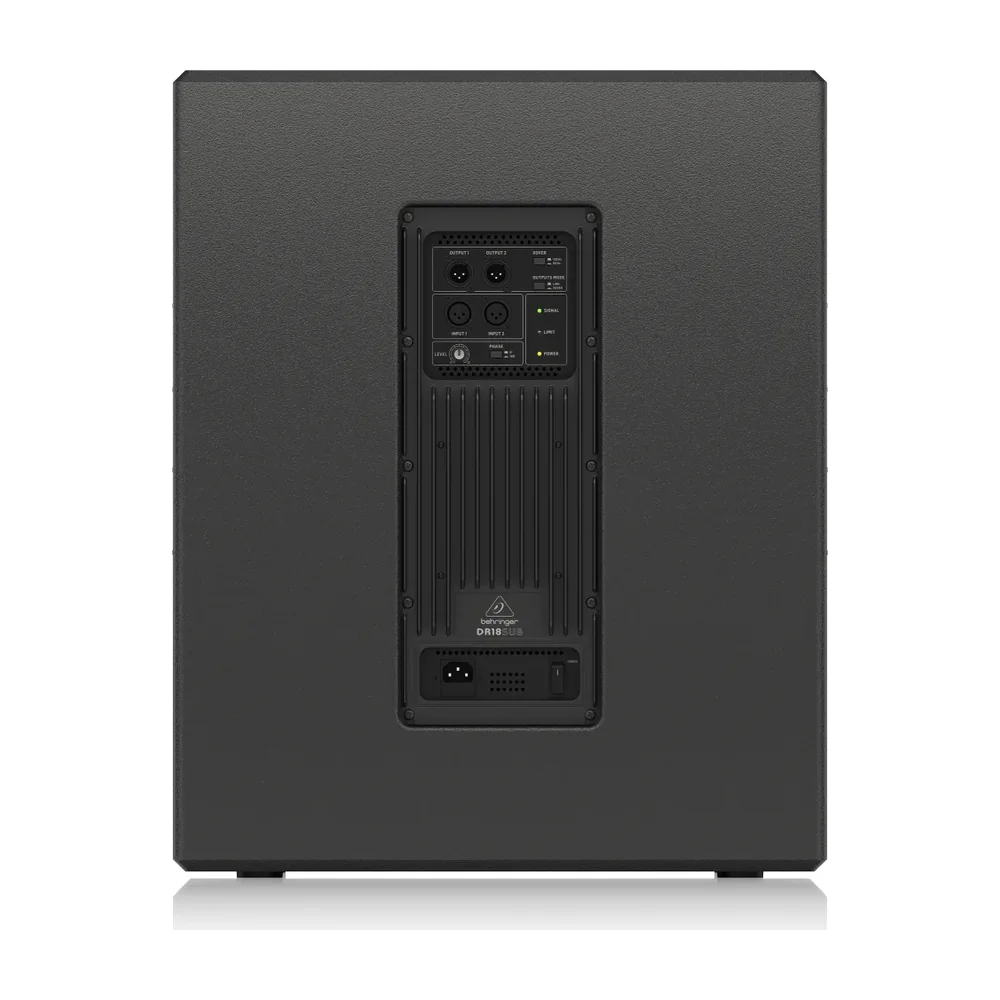 Panel trasero de conexiones del subwoofer Behringer DR18SUB